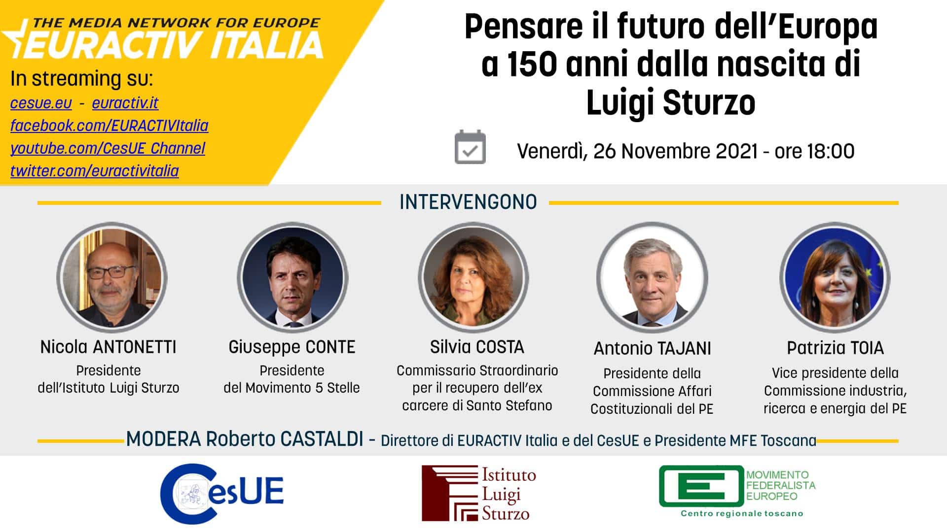 PENSARE IL FUTURO DELL’EUROPA A 150 ANNI DALLA NASCITA DI LUIGI STURZO