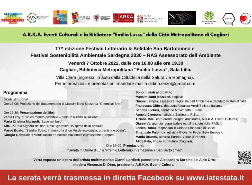 FESTIVAL LETTERARIO & SOLIDALE SAN BARTOLOMEO E FESTIVAL SOSTENIBILITÀ AMBIENTALE SARDEGNA 2030